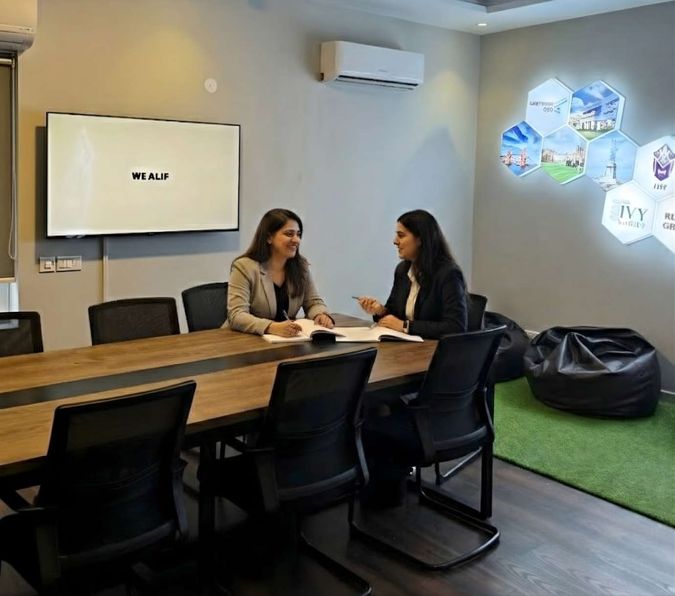 A one-to-one conversation at the We Alif head office